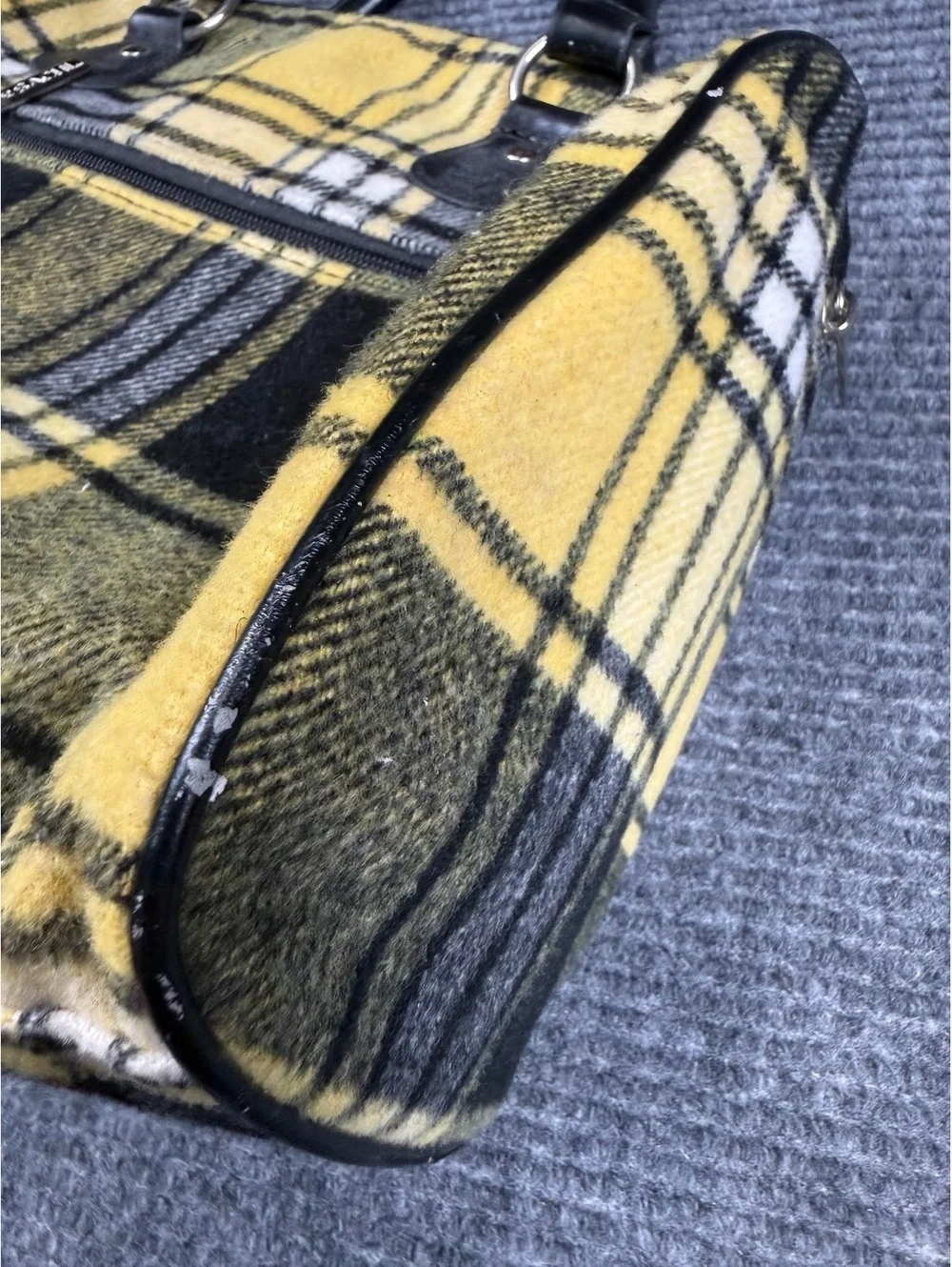 SACHI Plaid Insulated Lunch Tote Cooler Bag Yellow Black Thermal Handbag